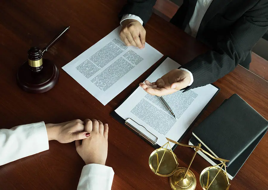 lawyer and client discussion over documents